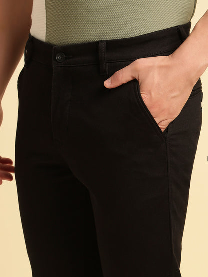 Casual Trouser for Men | Breathable & Soft with Color Fastness Regular Fit Cotton Blend Fabric Solid Pattern Button Closure