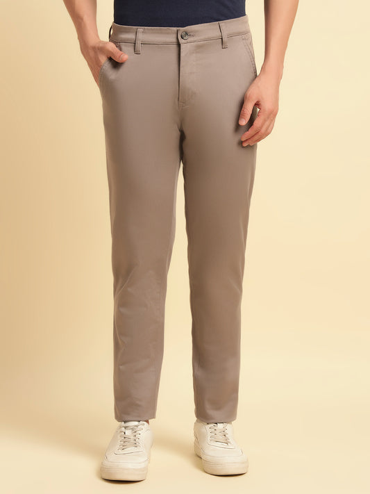 Casual Trouser for Men | Breathable & Soft with Color Fastness Regular Fit Cotton Blend Fabric Solid Pattern Button Closure