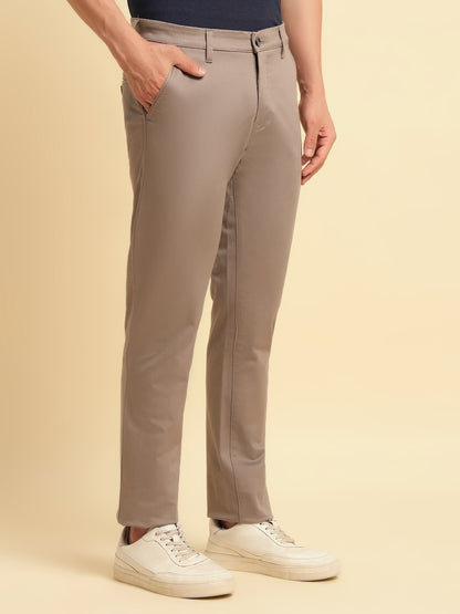 Casual Trouser for Men | Breathable & Soft with Color Fastness Regular Fit Cotton Blend Fabric Solid Pattern Button Closure