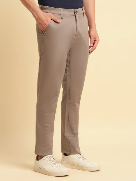 Casual Trouser for Men | Breathable & Soft with Color Fastness Regular Fit Cotton Blend Fabric Solid Pattern Button Closure