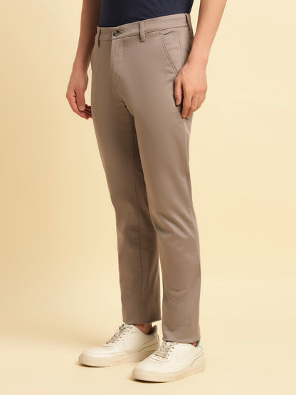 Casual Trouser for Men | Breathable & Soft with Color Fastness Regular Fit Cotton Blend Fabric Solid Pattern Button Closure