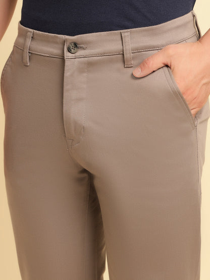 Casual Trouser for Men | Breathable & Soft with Color Fastness Regular Fit Cotton Blend Fabric Solid Pattern Button Closure