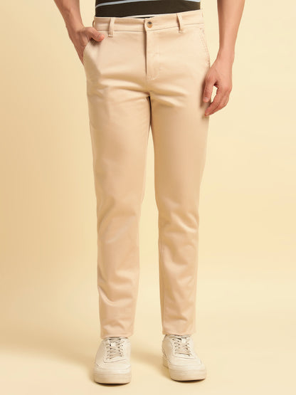 Casual Trouser for Men | Breathable & Soft with Color Fastness Regular Fit Cotton Blend Fabric Solid Pattern Button Closure
