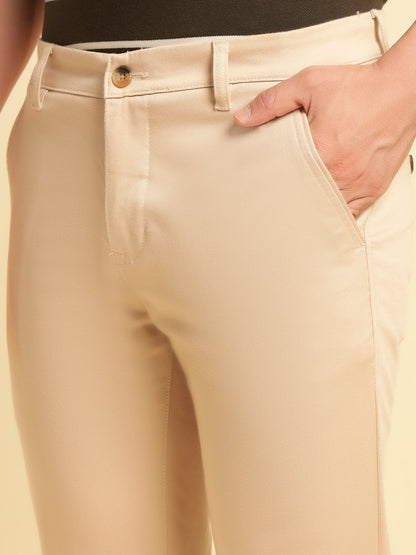 Casual Trouser for Men | Breathable & Soft with Color Fastness Regular Fit Cotton Blend Fabric Solid Pattern Button Closure