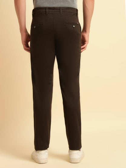 Casual Trouser for Men | Breathable & Soft with Color Fastness Regular Fit Cotton Blend Fabric Solid Pattern Button Closure