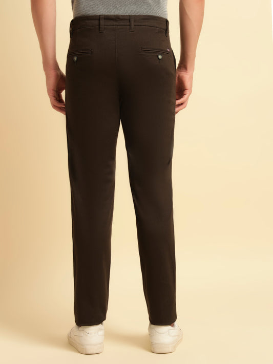 Casual Trouser for Men | Breathable & Soft with Color Fastness Regular Fit Cotton Blend Fabric Solid Pattern Button Closure