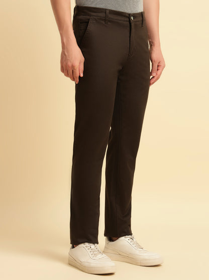 Casual Trouser for Men | Breathable & Soft with Color Fastness Regular Fit Cotton Blend Fabric Solid Pattern Button Closure