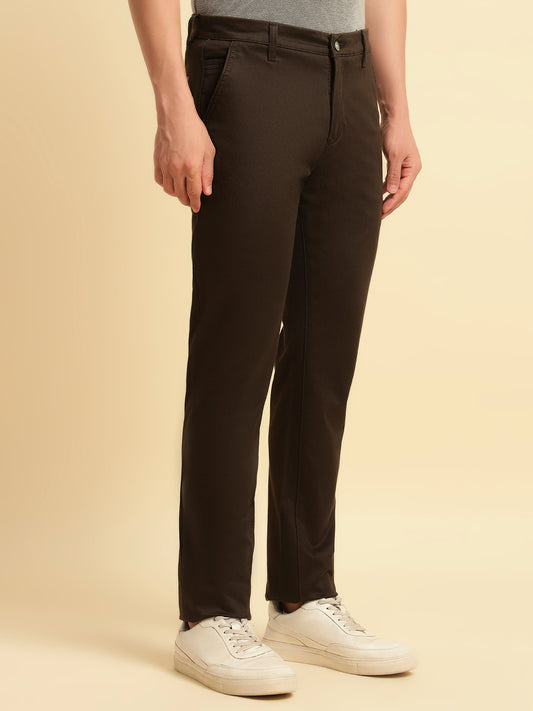 Casual Trouser for Men | Breathable & Soft with Color Fastness Regular Fit Cotton Blend Fabric Solid Pattern Button Closure
