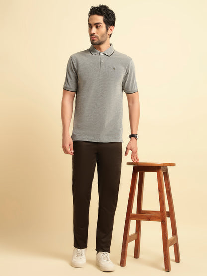 Casual Trouser for Men | Breathable & Soft with Color Fastness Regular Fit Cotton Blend Fabric Solid Pattern Button Closure