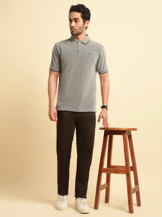 Casual Trouser for Men | Breathable & Soft with Color Fastness Regular Fit Cotton Blend Fabric Solid Pattern Button Closure