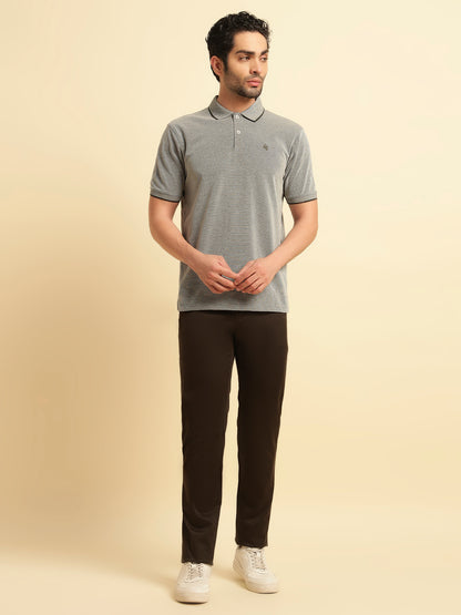 Casual Trouser for Men | Breathable & Soft with Color Fastness Regular Fit Cotton Blend Fabric Solid Pattern Button Closure