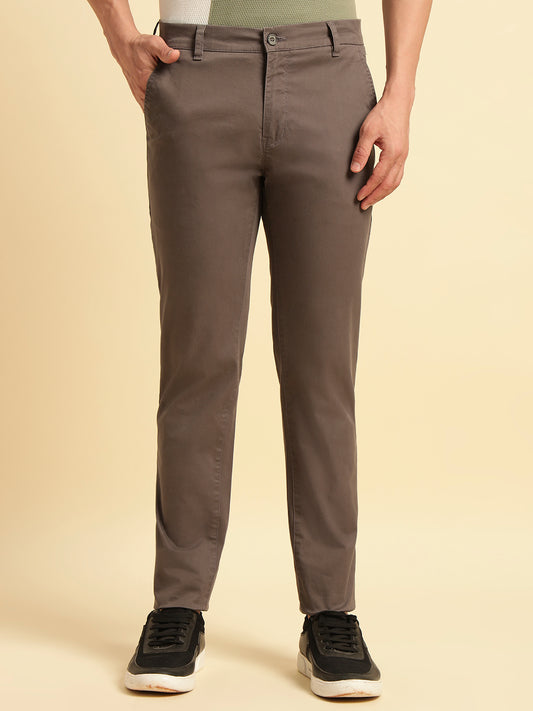 Casual Trouser for Men | Breathable & Soft with Color Fastness Regular Fit Cotton Blend Fabric Solid Pattern Button Closure