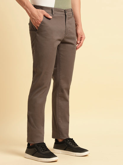 Casual Trouser for Men | Breathable & Soft with Color Fastness Regular Fit Cotton Blend Fabric Solid Pattern Button Closure