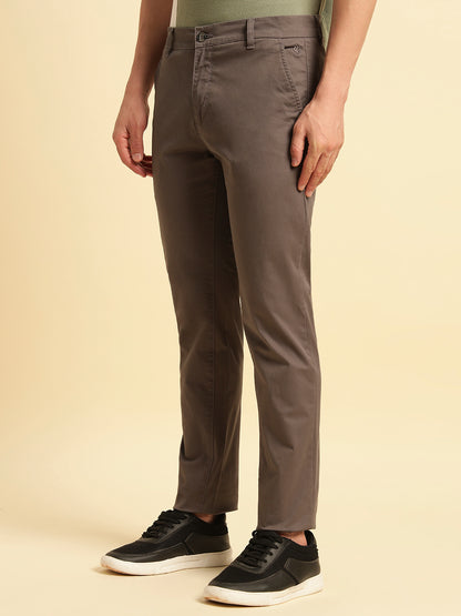 Casual Trouser for Men | Breathable & Soft with Color Fastness Regular Fit Cotton Blend Fabric Solid Pattern Button Closure