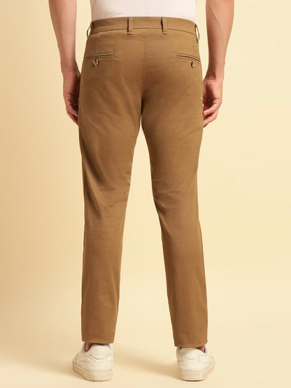 Casual Trouser for Men | Breathable & Soft with Color Fastness Regular Fit Cotton Blend Fabric Solid Pattern Button Closure