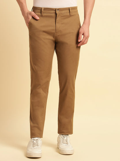 Casual Trouser for Men | Breathable & Soft with Color Fastness Regular Fit Cotton Blend Fabric Solid Pattern Button Closure