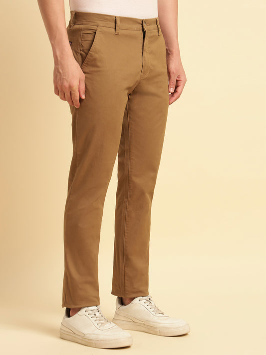 Casual Trouser for Men | Breathable & Soft with Color Fastness Regular Fit Cotton Blend Fabric Solid Pattern Button Closure