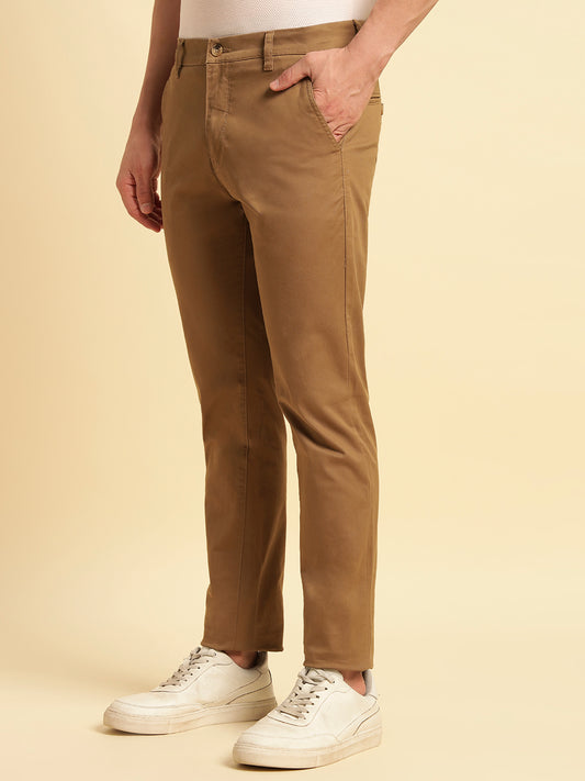 Casual Trouser for Men | Breathable & Soft with Color Fastness Regular Fit Cotton Blend Fabric Solid Pattern Button Closure