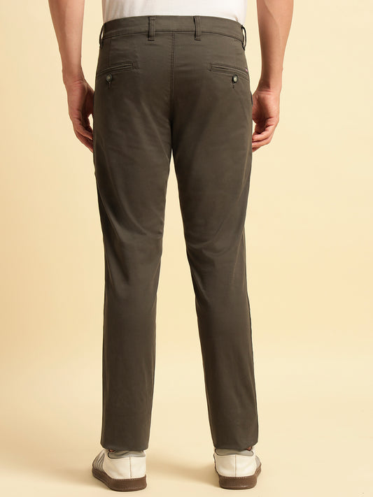 Casual Trouser for Men | Breathable & Soft with Color Fastness Regular Fit Cotton Blend Fabric Solid Pattern Button Closure