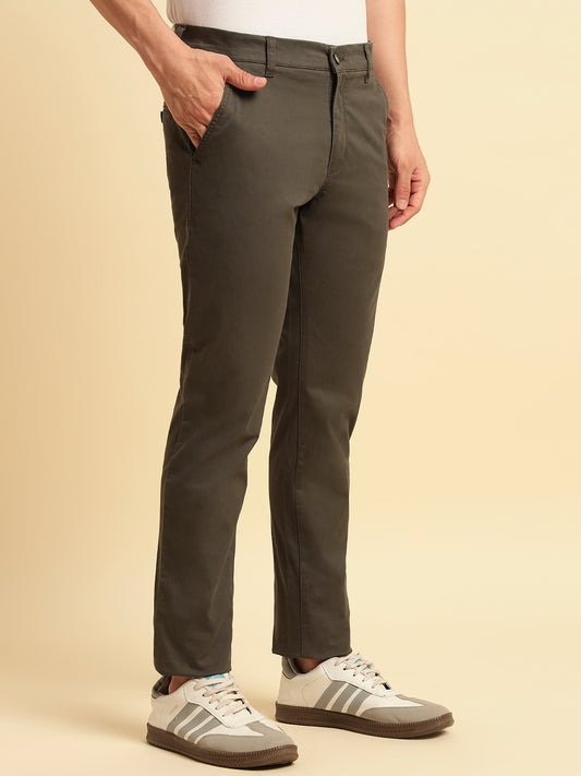 Casual Trouser for Men | Breathable & Soft with Color Fastness Regular Fit Cotton Blend Fabric Solid Pattern Button Closure