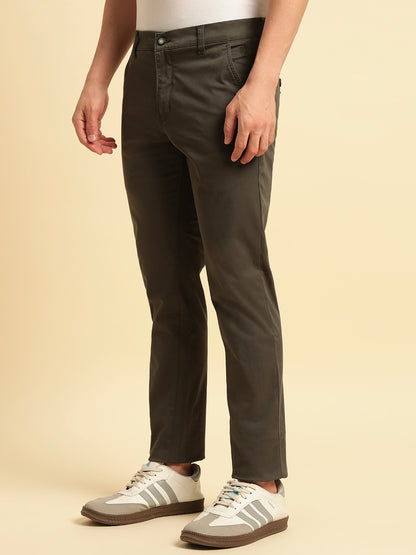 Casual Trouser for Men | Breathable & Soft with Color Fastness Regular Fit Cotton Blend Fabric Solid Pattern Button Closure