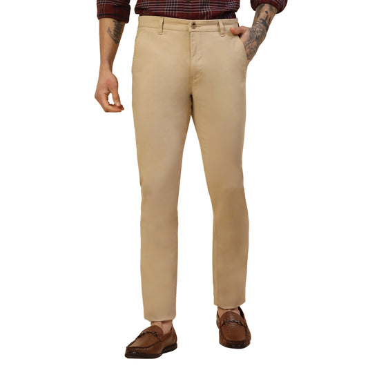 Casual Trouser for Men | Breathable & Soft with Color Fastness Regular Fit Cotton Blend Fabric Solid Pattern Button Closure