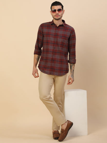 Casual Trouser for Men | Breathable & Soft with Color Fastness Regular Fit Cotton Blend Fabric Solid Pattern Button Closure