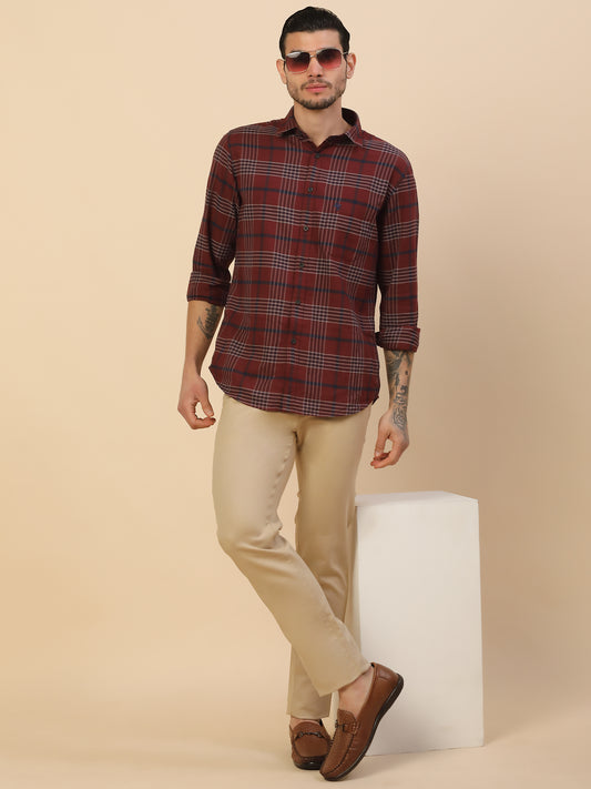 Casual Trouser for Men | Breathable & Soft with Color Fastness Regular Fit Cotton Blend Fabric Solid Pattern Button Closure