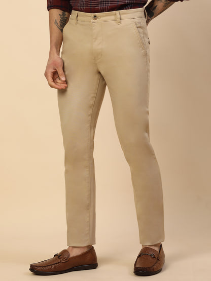 Casual Trouser for Men | Breathable & Soft with Color Fastness Regular Fit Cotton Blend Fabric Solid Pattern Button Closure