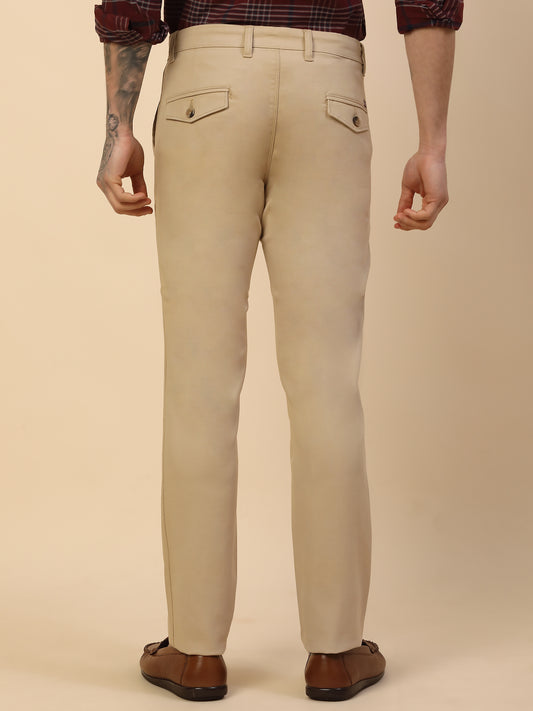 Casual Trouser for Men | Breathable & Soft with Color Fastness Regular Fit Cotton Blend Fabric Solid Pattern Button Closure