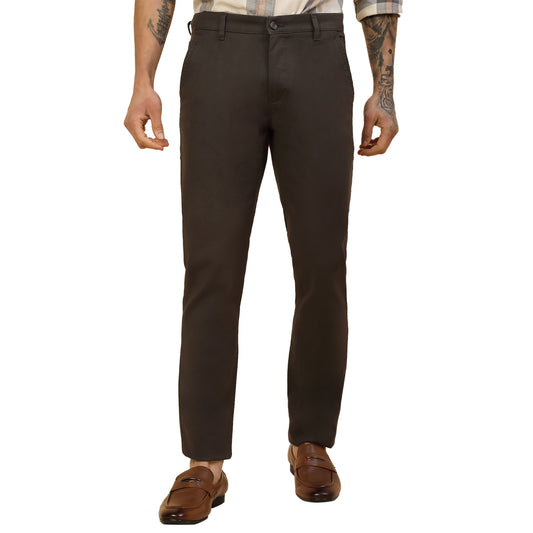 Casual Trouser for Men | Breathable & Soft with Color Fastness Regular Fit Cotton Blend Fabric Solid Pattern Button Closure