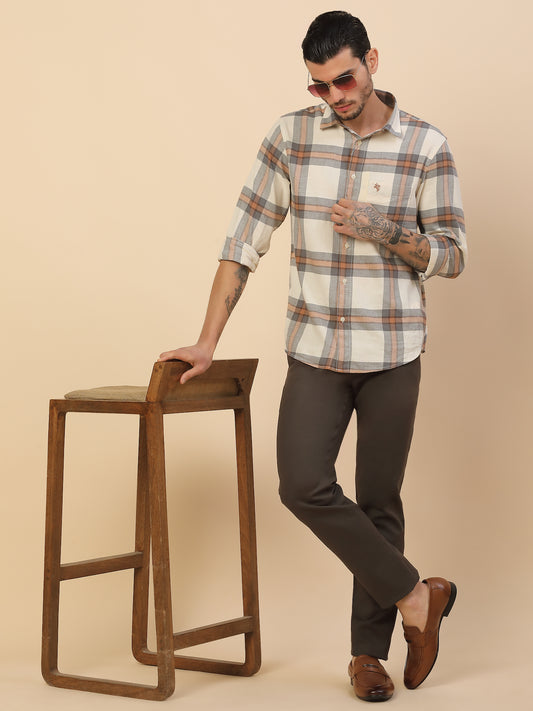 Casual Trouser for Men | Breathable & Soft with Color Fastness Regular Fit Cotton Blend Fabric Solid Pattern Button Closure