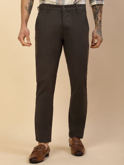 Casual Trouser for Men | Breathable & Soft with Color Fastness Regular Fit Cotton Blend Fabric Solid Pattern Button Closure