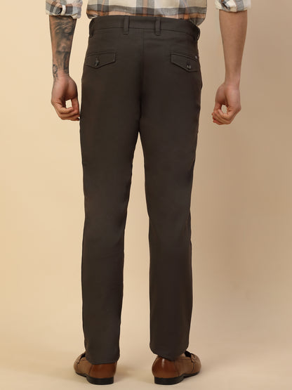 Casual Trouser for Men | Breathable & Soft with Color Fastness Regular Fit Cotton Blend Fabric Solid Pattern Button Closure