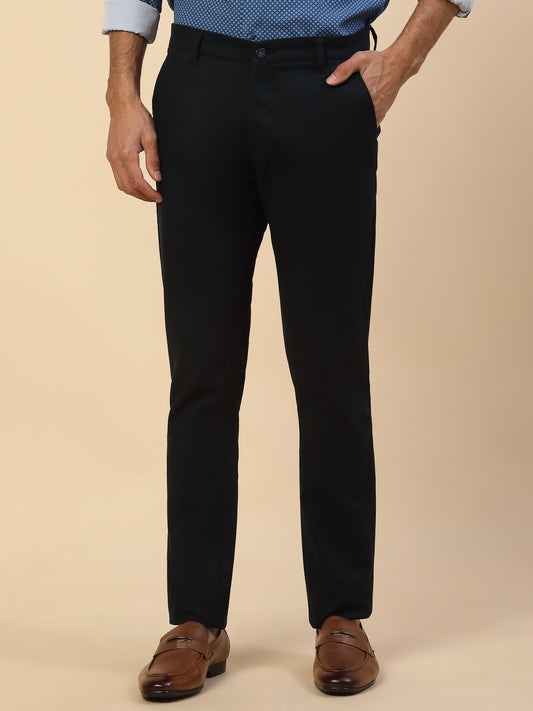 Casual Trouser for Men | Breathable & Soft with Color Fastness Regular Fit Cotton Blend Fabric Solid Pattern Button Closure