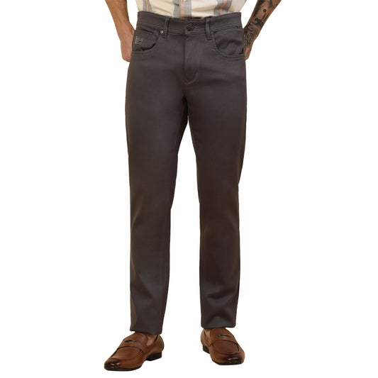 Casual Trouser for Men | Breathable & Soft with Color Fastness Regular Fit Cotton Blend Fabric Solid Pattern Button Closure