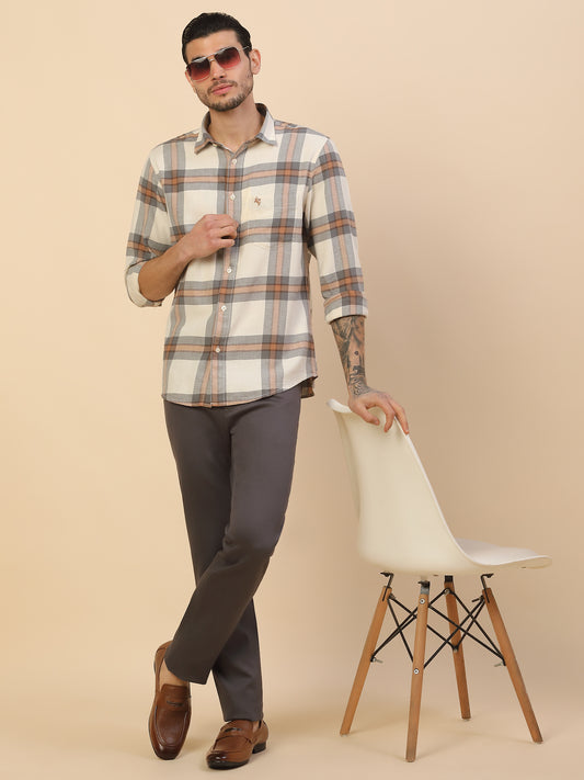 Casual Trouser for Men | Breathable & Soft with Color Fastness Regular Fit Cotton Blend Fabric Solid Pattern Button Closure