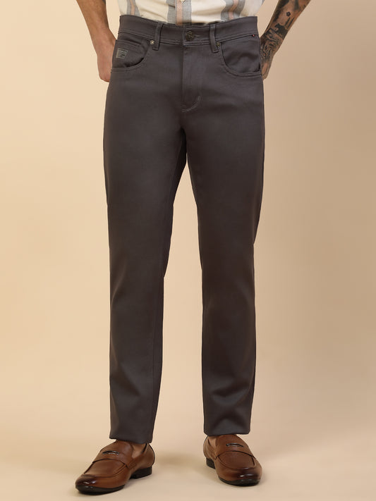 Casual Trouser for Men | Breathable & Soft with Color Fastness Regular Fit Cotton Blend Fabric Solid Pattern Button Closure