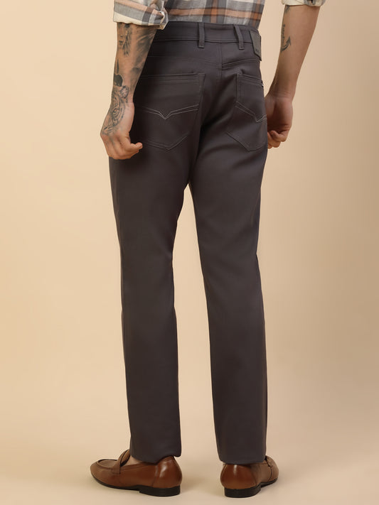 Casual Trouser for Men | Breathable & Soft with Color Fastness Regular Fit Cotton Blend Fabric Solid Pattern Button Closure