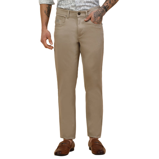 Casual Trouser for Men | Breathable & Soft with Color Fastness Regular Fit Cotton Blend Fabric Solid Pattern Button Closure
