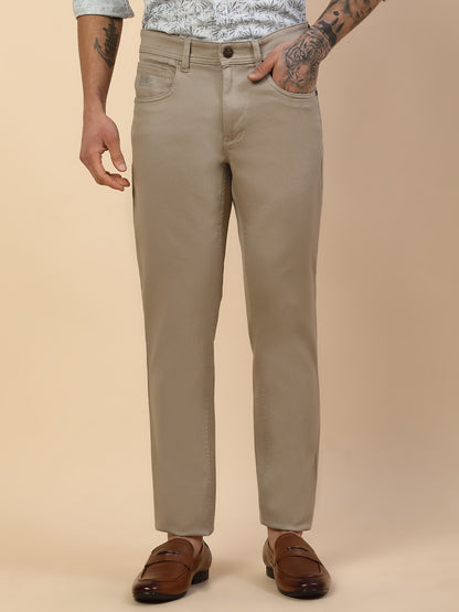 Casual Trouser for Men | Breathable & Soft with Color Fastness Regular Fit Cotton Blend Fabric Solid Pattern Button Closure