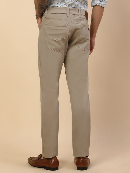 Casual Trouser for Men | Breathable & Soft with Color Fastness Regular Fit Cotton Blend Fabric Solid Pattern Button Closure