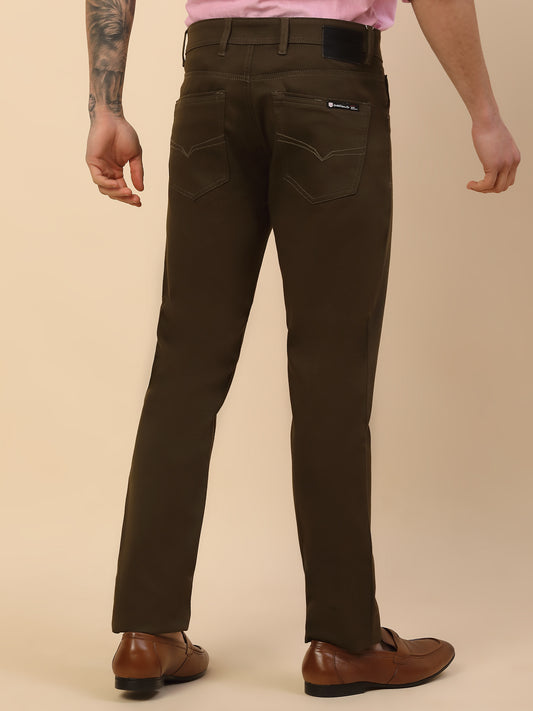 Casual Trouser for Men | Breathable & Soft with Color Fastness Regular Fit Cotton Blend Fabric Solid Pattern Button Closure