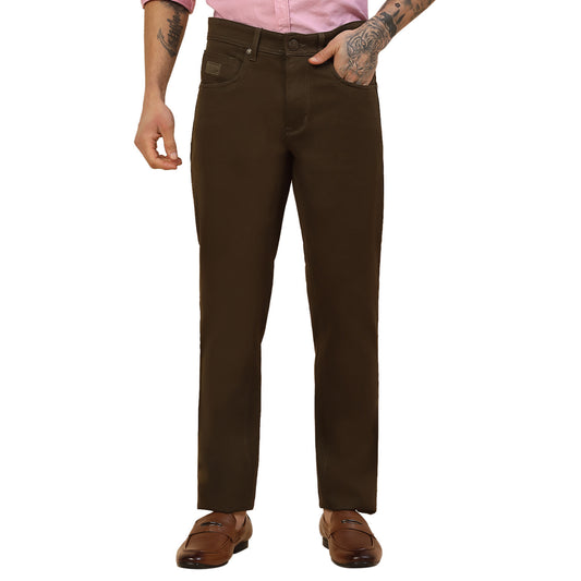 Casual Trouser for Men | Breathable & Soft with Color Fastness Regular Fit Cotton Blend Fabric Solid Pattern Button Closure