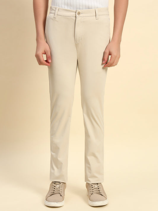 Casual Trouser for Men l Breathable & Soft with Color Fastness Regular Fit Poly Cotton Fabric Solid Pattern Button Closure