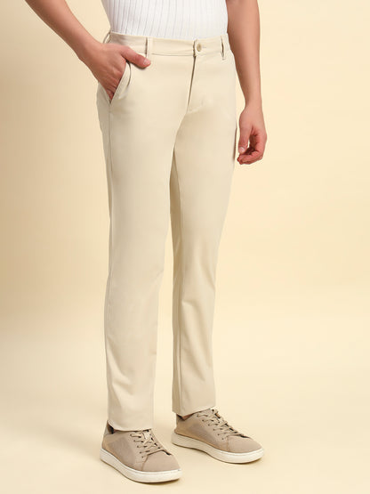 Casual Trouser for Men l Breathable & Soft with Color Fastness Regular Fit Poly Cotton Fabric Solid Pattern Button Closure