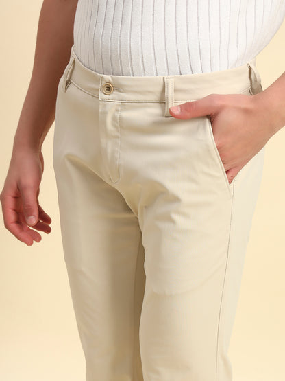 Casual Trouser for Men l Breathable & Soft with Color Fastness Regular Fit Poly Cotton Fabric Solid Pattern Button Closure