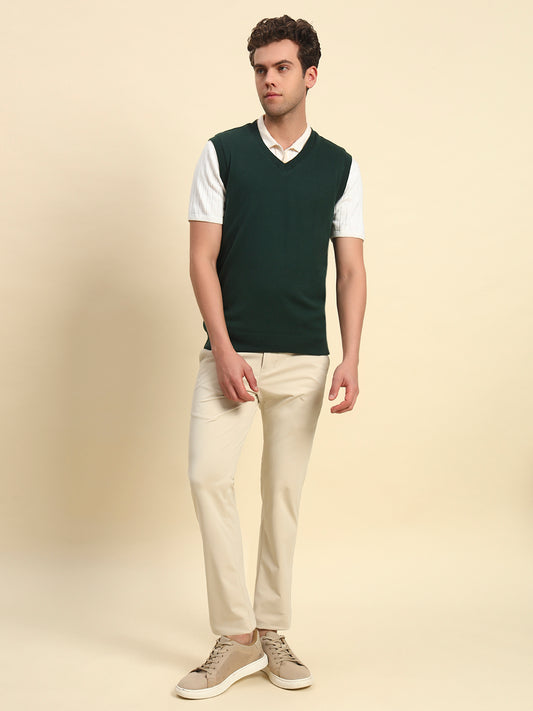 Casual Trouser for Men l Breathable & Soft with Color Fastness Regular Fit Poly Cotton Fabric Solid Pattern Button Closure