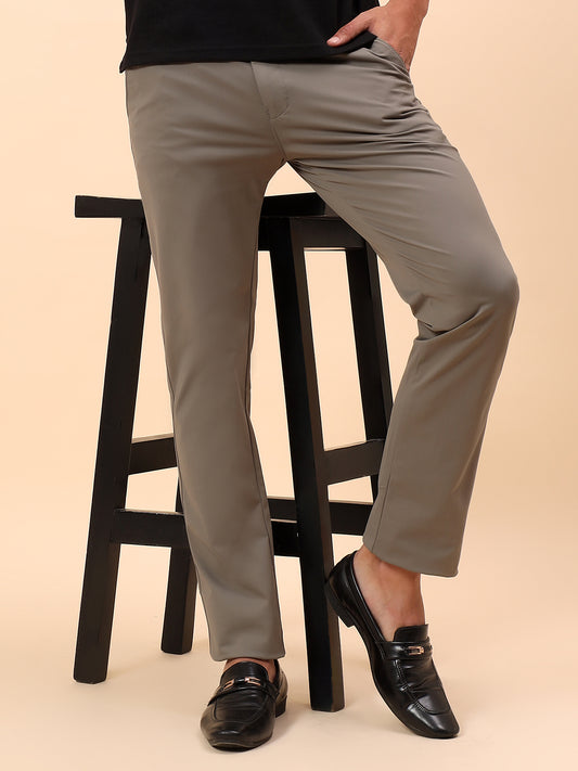 Casual Trousers for Men l Breathable & Soft with Color Fastness Regular Fit Cotton Blend Fabric Solid Pattern Button Closure