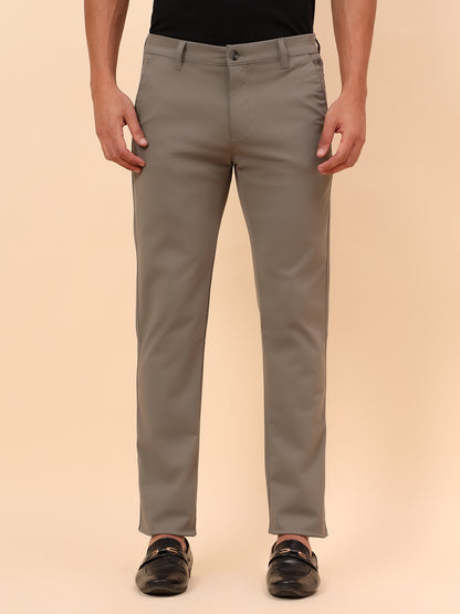 Casual Trousers for Men l Breathable & Soft with Color Fastness Regular Fit Cotton Blend Fabric Solid Pattern Button Closure